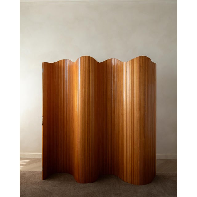 1930s French Art Deco Pine Tambour Room Divider by Jomain Baumann for Baumann, 1930s For Sale - Image 5 of 18