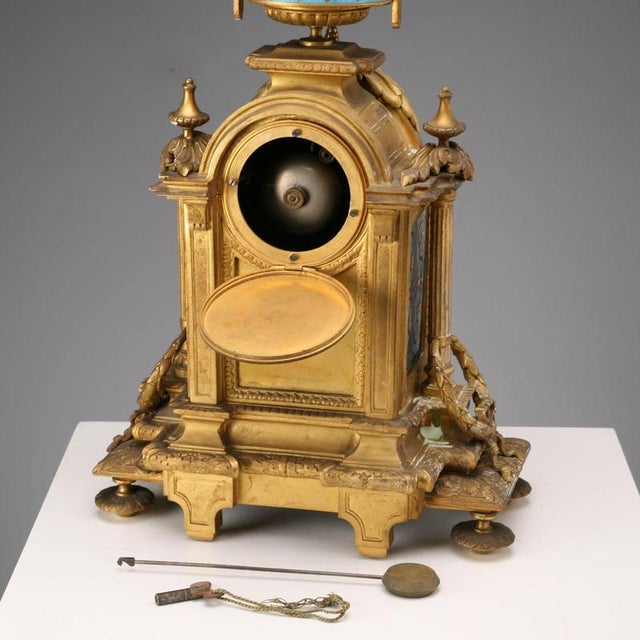 Gilded Bronze and Cloisonné Enamel Table Clock For Sale - Image 11 of 13