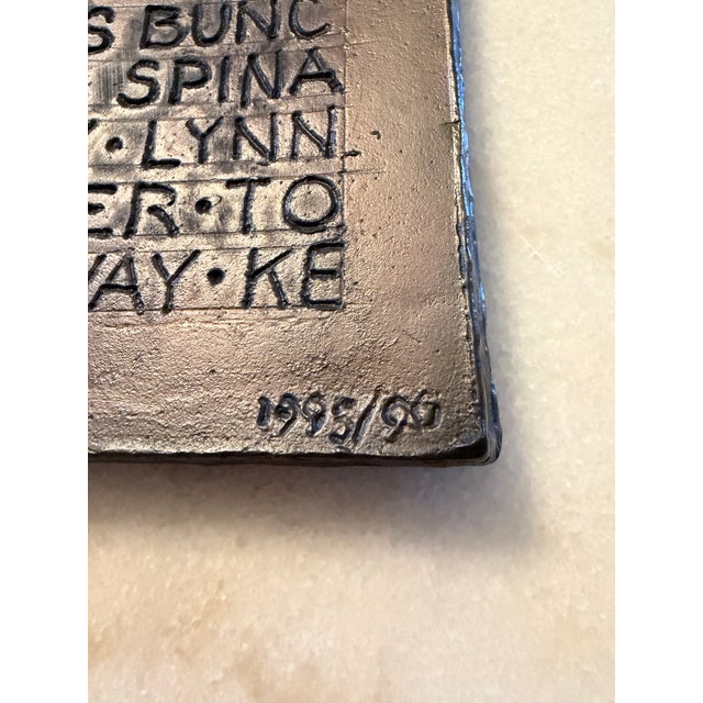 Metal Name Recognition Bronze Open Book Sculpture by Herbert Simon, Ca. 1995 For Sale - Image 7 of 17