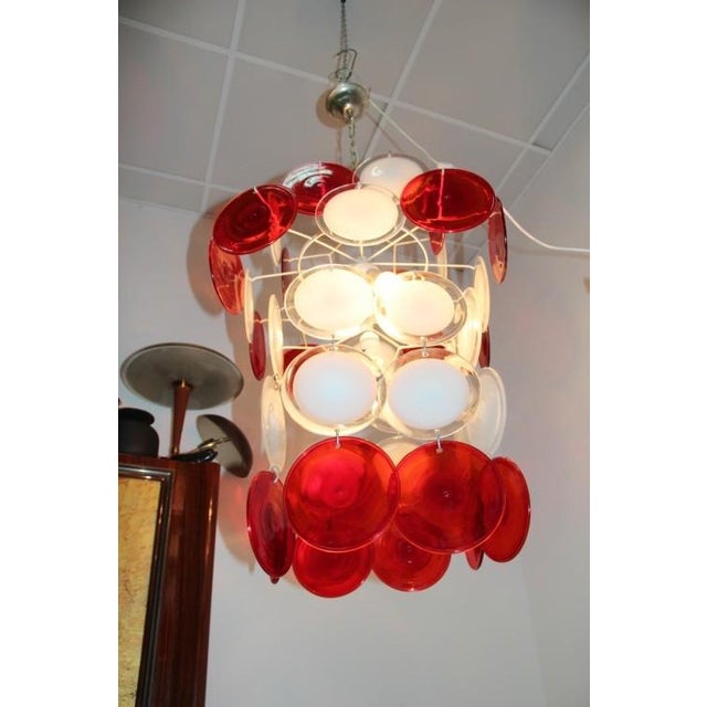 Red & White Chandelier from Vistosi, 1960 For Sale - Image 6 of 10