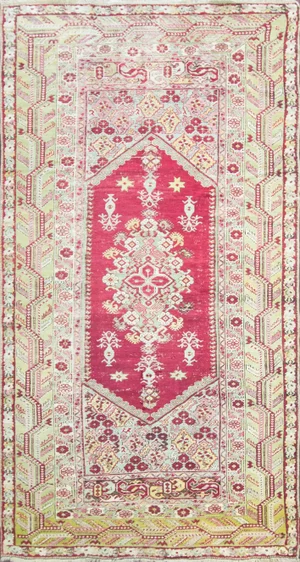 Antique Turkish Ghiordes Oushak Rug