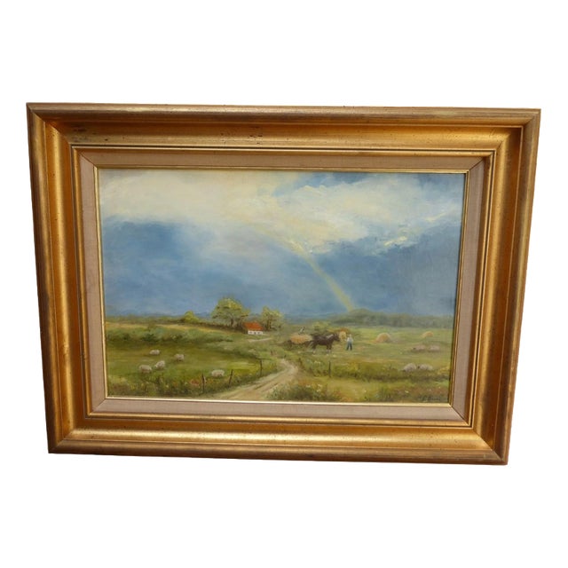 Eileen Quinn, Bringing Home the Harvest, 1970s, Oil Painting on Board, Framed For Sale