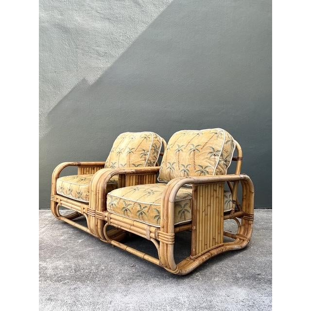 Vintage Bielecky Brothers Bent Rattan Lounge Chairs - A Pair For Sale In West Palm - Image 6 of 12
