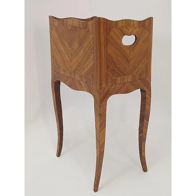 18th Century Louis XV Side Table in Oak, Marble, and Walnut For Sale - Image 6 of 10