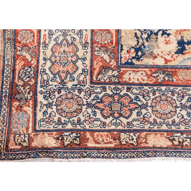 Early 20th Century Authentic Persian Malayer Botanic Handmade Wool Rug For Sale - Image 5 of 10