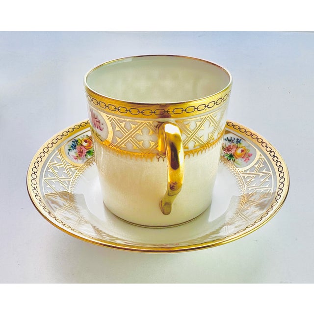 Rococo Belle Époque Gilded Floral Demitasse Coffee Service from Limoges and De Meuldre Coche, 1890s, Set of 8 For Sale - Image 6 of 12
