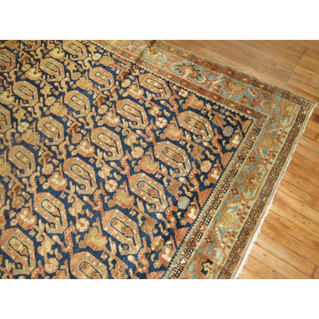 Early 20th Century Blue Terracotta Oriental Gallery Size Persian Malayer Paisley Rug For Sale - Image 4 of 6