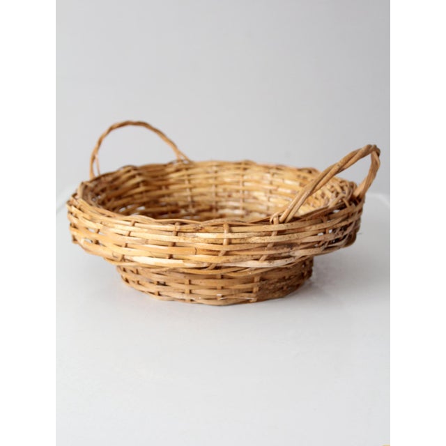Vintage Round Wicker Basket With Handles For Sale - Image 15 of 18