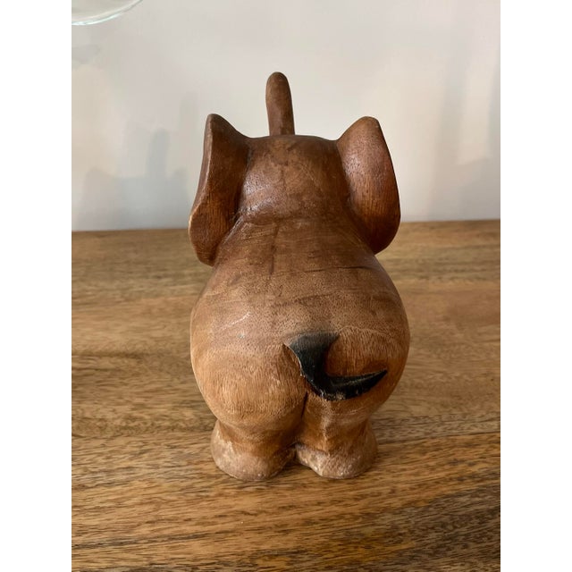 Wood 1960s Hand-Carved Wood Elephant Figurine For Sale - Image 7 of 9