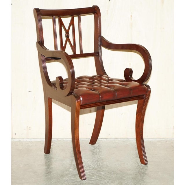 We are delighted to offer for sale this lovely suite of six fully restored Chesterfield tufted dining chairs These are a...