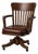 Early 20th Century Old Chapel Satin Walnut™ Executive Swivel Chair in Solid Oak With Leather Cushion & Original Cast-Iron Mechanism For Sale
