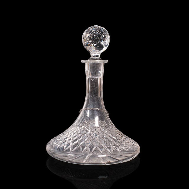 Transparent 1950s Pair of Vintage English Glass Decanters For Sale - Image 8 of 13