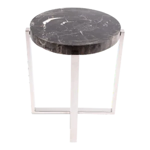Round Petrified Wood Top W Stainless Steel Stand Accent Table or Side Table 71