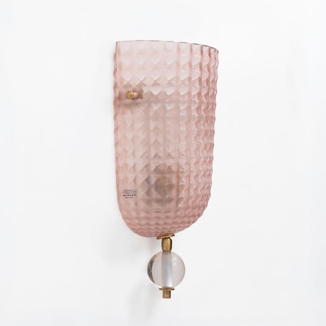 2000 - 2009 Art Dèco Italian Murano Glass and Brass Sconces, 2000, Set of 2 For Sale - Image 5 of 9