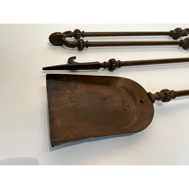 Rare 19th Century Cast Bronze Fireplace Tools Set of 3 Pieces For Sale - Image 4 of 17