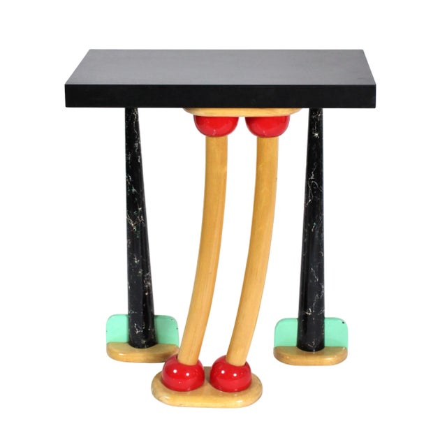 Black Vintage Postmodern Memphis Style Artist Made Console Hall Table by Lynn Sweet For Sale - Image 8 of 9