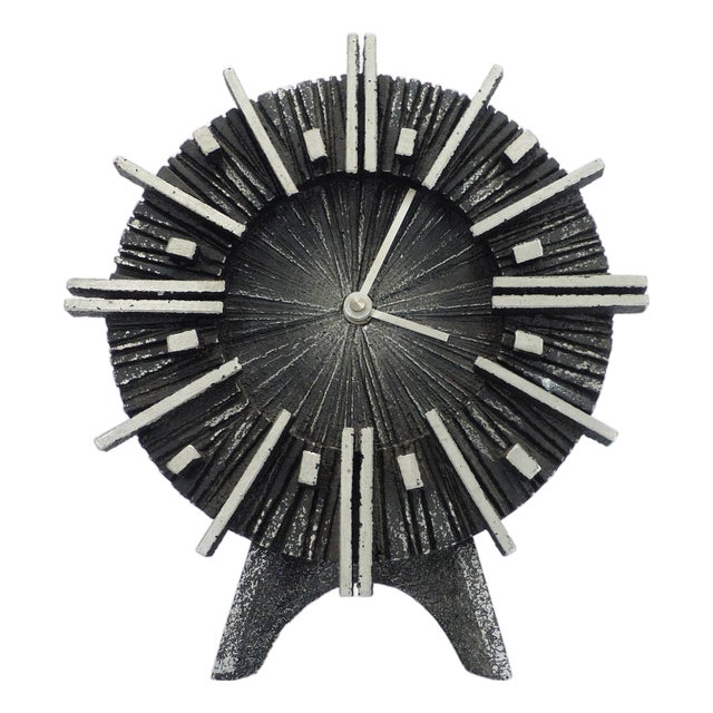 Brutalist Table Clock by Casper Kunstguss, 1960s For Sale