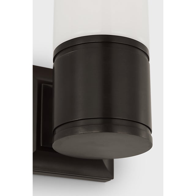 Traditional Chapman & Myers for Visual Comfort Signature Halford 14" Bath Sconce in Bronze with White Glass For Sale - Image 3 of 7