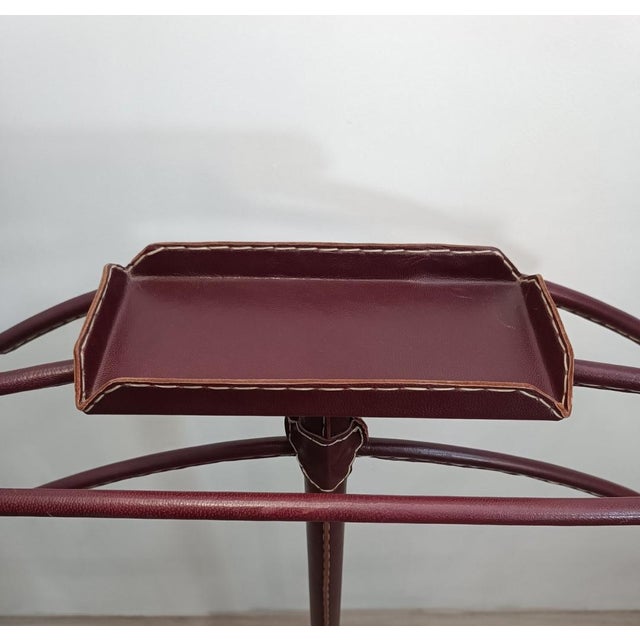 Leather Sheathed Bedroom Valet attributed to Jacques Adnet, 1950s For Sale - Image 3 of 13