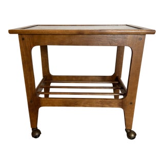 Vintage Mid 20th Century Danish Modern Walnut Bar Cart For Sale