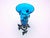 This blue Murano glass vase features a wrought iron base and decorations, enveloping the vase with grapevine and leaf...