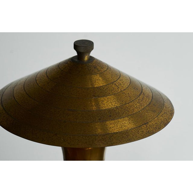Art Deco Accent Table Lamp in Patinated Brass, 1940s For Sale - Image 9 of 12