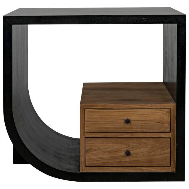 NOIR Burton Left Facing Side Table in Hand Rubbed Black and Teak For Sale - Image 11 of 11