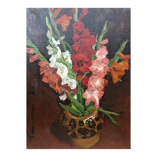 1980s Oil Painting Vase With Flowers Volsky Petr Dmitrievich For Sale