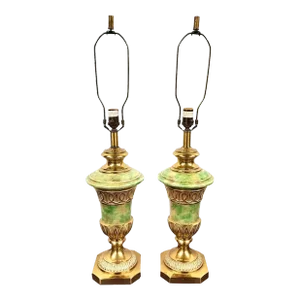 Vintage Ethan Allen Table Lamps Brass Pair