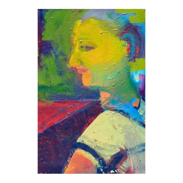 "Chicken Yard" Fauvist Abstract Expressionist Portrait of a Child by Kristin Cohen For Sale