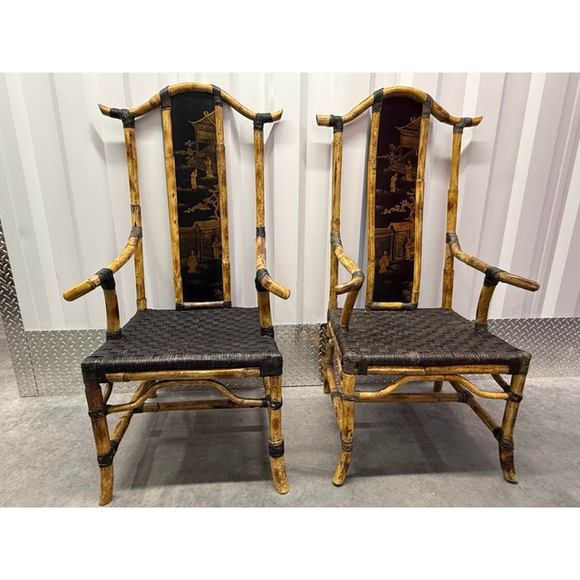 Chinoiserie Bamboo Chairs For Sale - Image 4 of 6