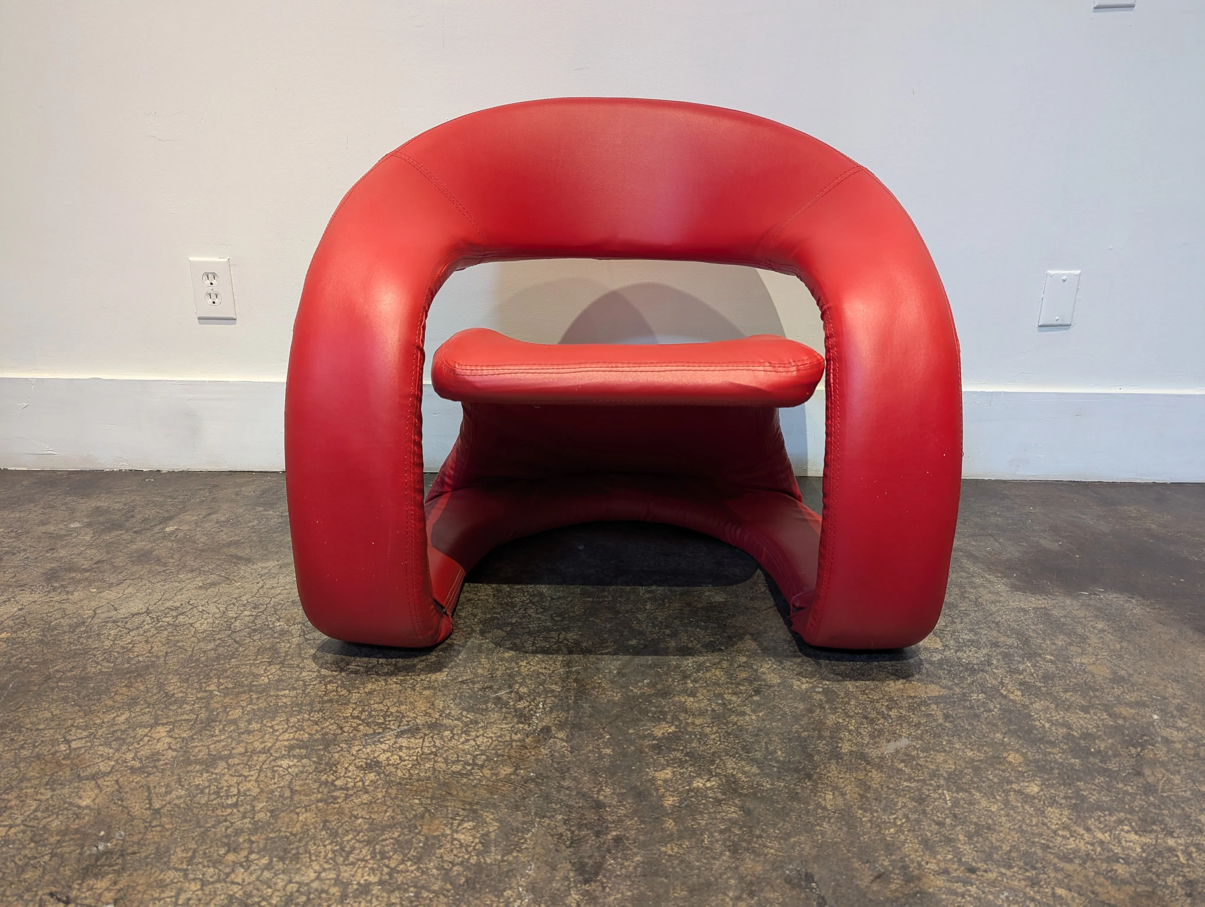 Jaymar Style Postmodern Cantilever Tongue Chair in Red | Chairish