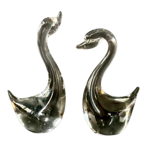 Vintage Crystal Swan Figurines by Acc – Set of 2