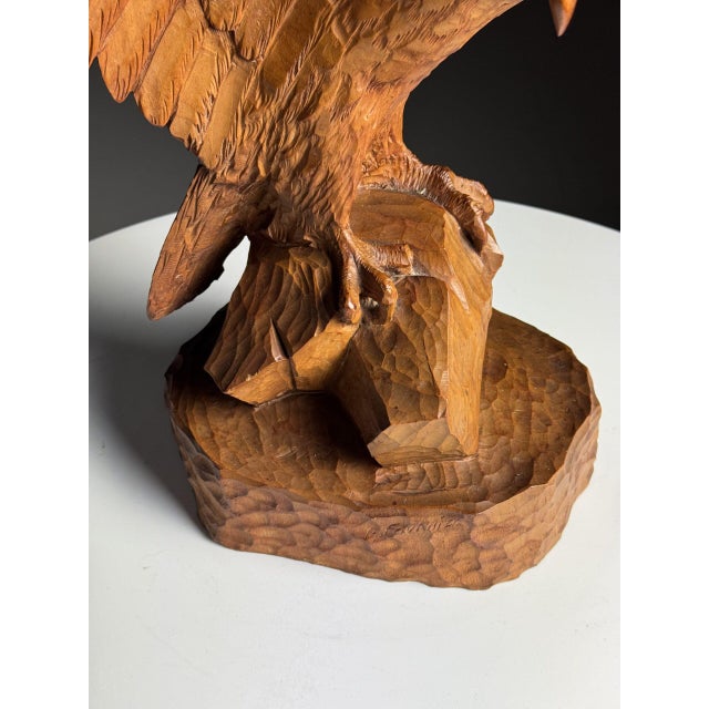 Black Forest Carved Wood Eagle Figurine For Sale - Image 5 of 13