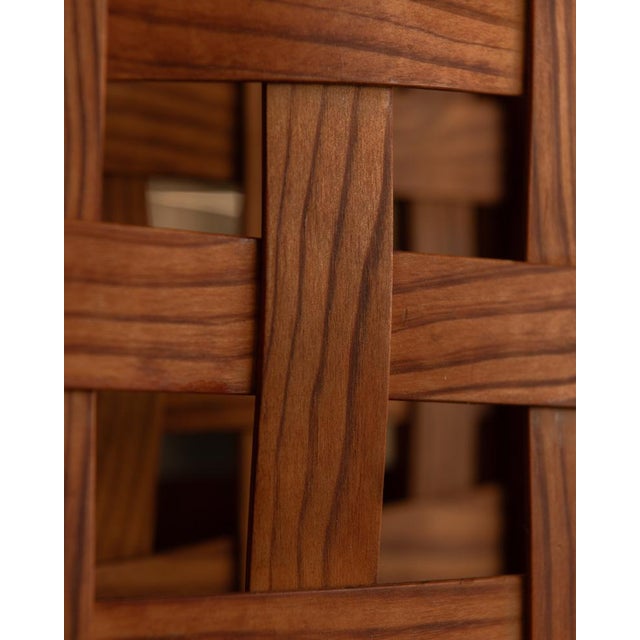 Vintage Wooden Room Divider or Folding Screen in Lattice Weave, 1970s For Sale - Image 10 of 16