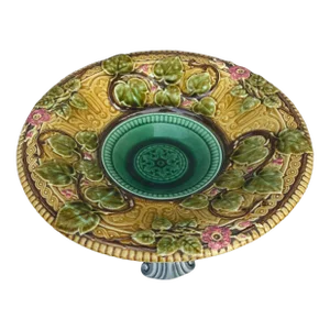 Large French Majolica Cake Stand, Circa 1890