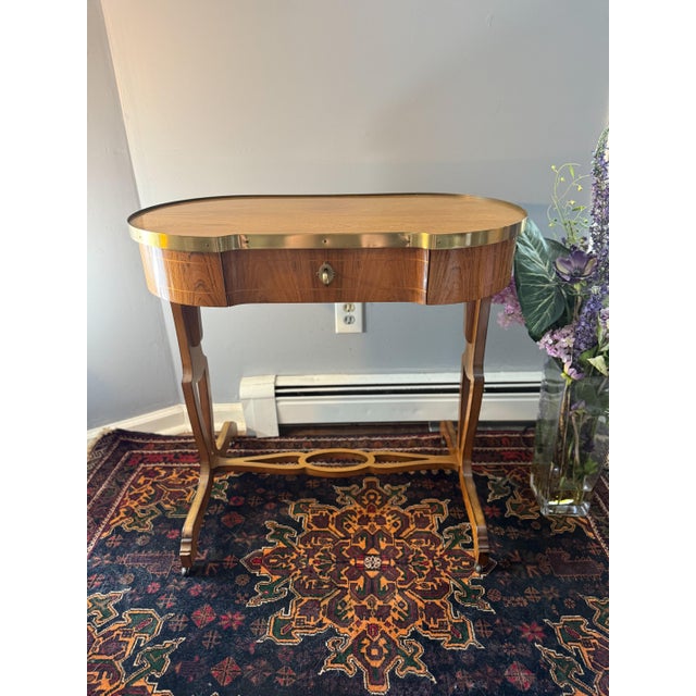 Vintage Baker Furniture Regency Rosewood & Brass Kidney Desk or Console Table For Sale - Image 13 of 16