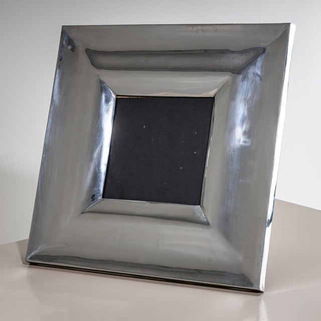 Mid-Century Modern Mid 20th Century Large tabletop picture frame with a back stand and a wide metal border featuring For Sale - Image 3 of 8