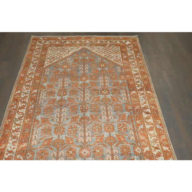 Early 20th Century Malayer Orange Blue Corridor Rug - 5'2" x 17'2" For Sale - Image 10 of 11