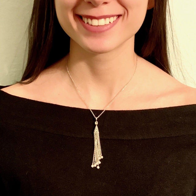 Diamond Necklace 18 Karat Gold Tassel Pendant Women Certified For Sale - Image 4 of 8