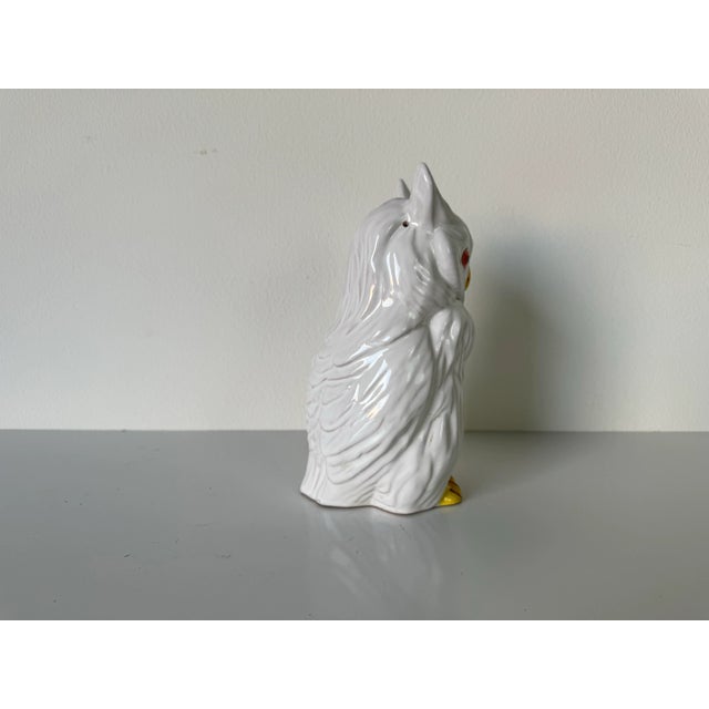 Vintage Italian White Ceramic Glazed Owl Sculpture/ Sold For Sale - Image 4 of 8