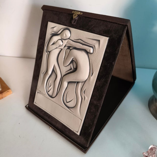 1970s Vintage 925 Sterling Silver Sheet Boxing Trophy Plaque by Ottaviani, Italy, 1970s For Sale - Image 5 of 12