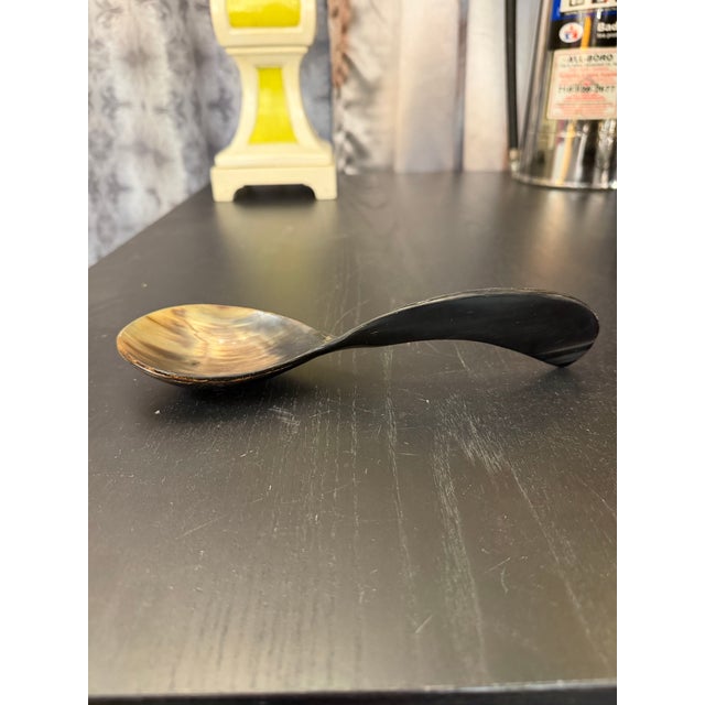 Hand Carved Decorative Horn Spoon With Turned Handle For Sale In Miami - Image 6 of 9