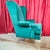 Wood Scalamandre Wuthering Heights Emerald Green Velvet Upholstered Grandfather Chairs of Late 20th Century - 2 Available For Sale - Image 7 of 16