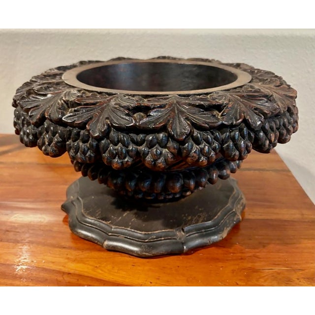 Ornate Hand Carved Wood Indoor Planter, Circa 1970, Swiss Black Forest Wood For Sale - Image 6 of 6