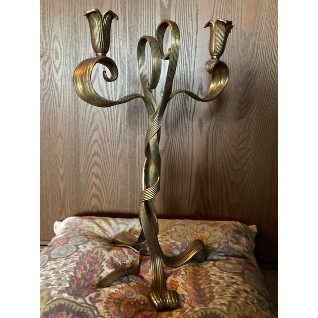 Late 20th Century Chapman Art Nouveau Brass Candlestick For Sale In Minneapolis - Image 6 of 6
