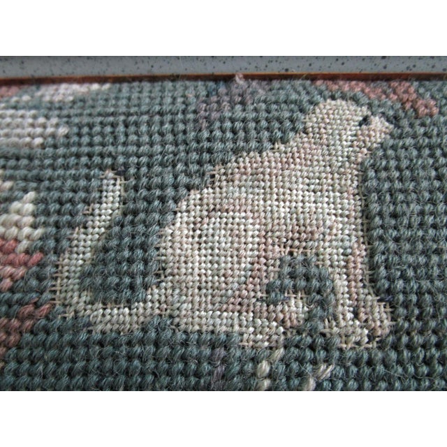 Medieval Lady Falconer Needlepoint Art in Antique Gold Frame Guc For Sale - Image 4 of 18