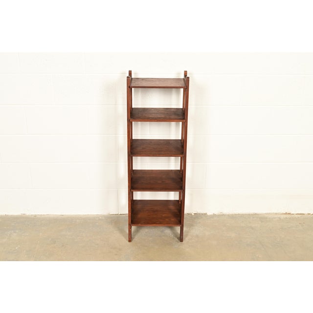 Early 20th Century Stickley Brothers Mission Oak Arts & Crafts Slatted Bookcase or Magazine Rack, Circa 1910 For Sale - Image 5 of 11