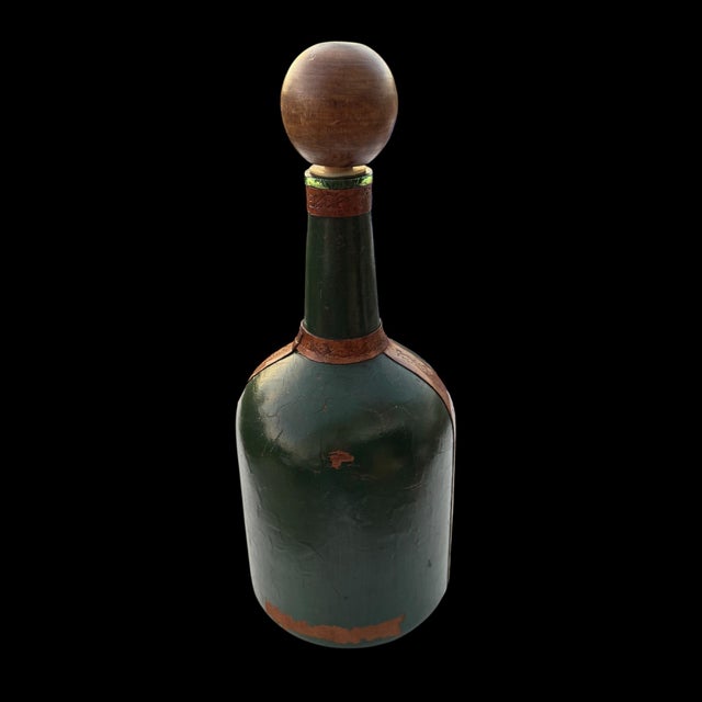 Mid Century Italian Florentine Style Leather Wrapped Ship Decanter and Stopper For Sale In Columbia, SC - Image 6 of 8