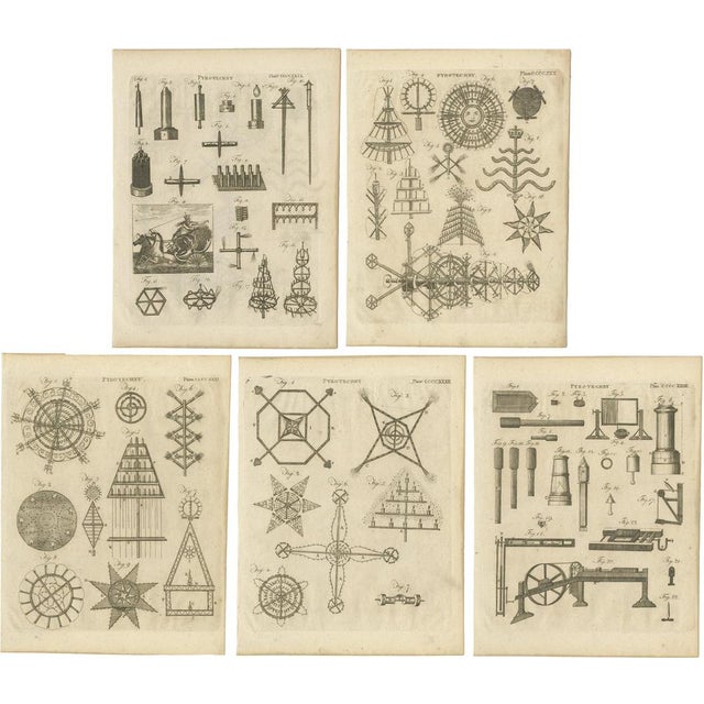 Pyrotechnics, 1800, Paper, Set of 5 For Sale